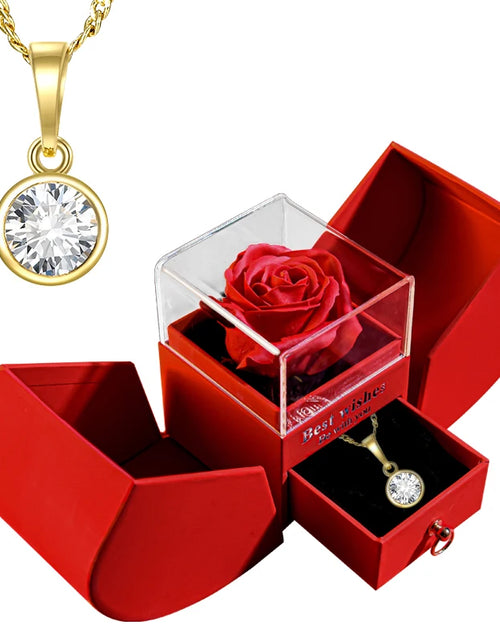 Load image into Gallery viewer, Gift for Women Eternal Rose Gift Box /W Heart Necklace I Love You to the Moon and Back Flower Jewelry Box for Valentine Wedding
