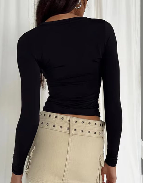 Load image into Gallery viewer, Women Long Sleeve T Shirt Spring Autumn Solid Slim Fit Casual Shirts Female Pullovers Basic Tee Y2K Clothes Streetwear Crop Tops
