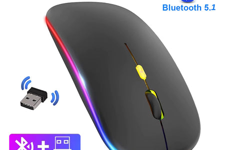 Bluetooth Mouse 2.4Ghz Wireless Mouse Mice Rechargeable Mouse Silent Mouse LED Backlit USB Gaming Mouse 1600DPI for PC Laptop
