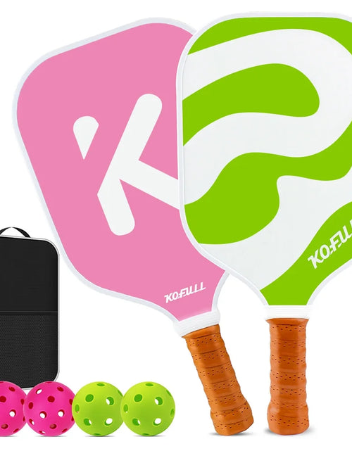 Load image into Gallery viewer, Pickleball Paddles Pickleball Rackets Set Lightweight Fiberglass Surface&amp;Honeycomb Core Pickleball Set Pink and Green Gifts for Women Girls Beginners
