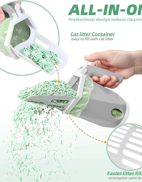 Load image into Gallery viewer, 3-In-1 Cat Litter Scoop with Holdor - Large Portable Integrated Cat Litter Scooper with 200 Refill Bags Kitty Litter Scoop Shovel for 1~2 Cats or Kitten (Yellow)
