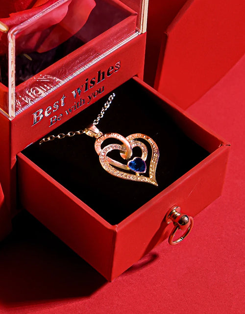 Load image into Gallery viewer, Gift for Women Eternal Rose Gift Box /W Heart Necklace I Love You to the Moon and Back Flower Jewelry Box for Valentine Wedding
