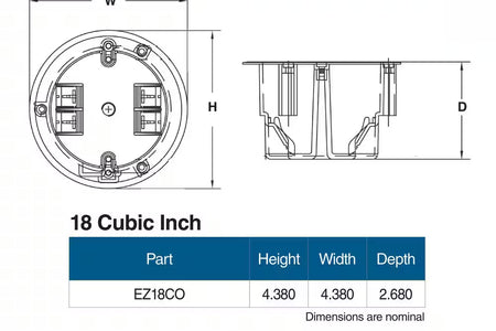 Old Work 18 Cu. In. round Electrical Ceiling Box with EZ Mount Clamps and Wire Clamps, 6-Lb. Capacity, Gray