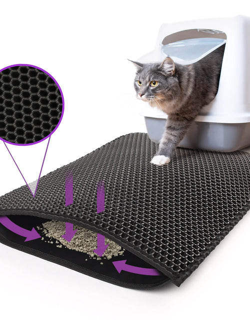 Load image into Gallery viewer, Cat Litter Mat Large, Double Layer Urine Waterproof Trapper Mat, Non-Slip,24X30 In, Black
