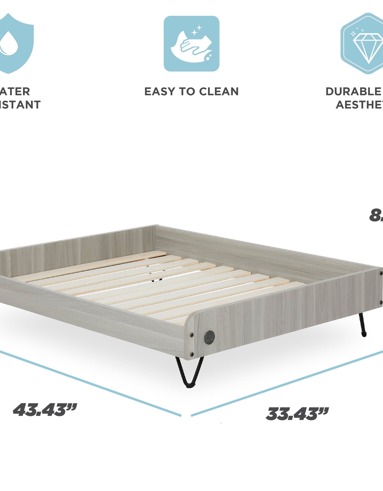 Asher Wooden Pet Bed with Mattress | Large to Extra Large Pet Bed with Mattress | Elevated Pet Bed | Greenguard Gold Certified Wooden Pet Bed