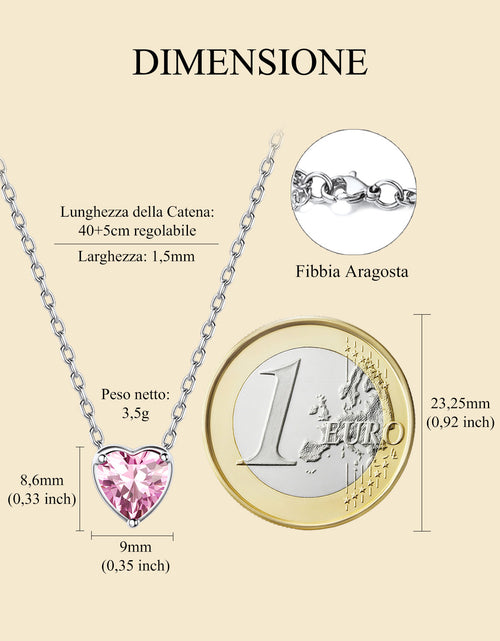 Load image into Gallery viewer, Silver Necklace for Women 925 Sterling Silver Birthstone Love Heart Necklace
