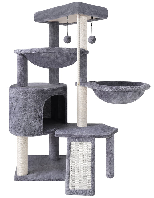 Load image into Gallery viewer, 37.4'' Cat Tree Cat Tower with Scratching Posts, Activity Centre Climbing Tree Cat Furniture with Cat Condo and Two Hammocks, Grey
