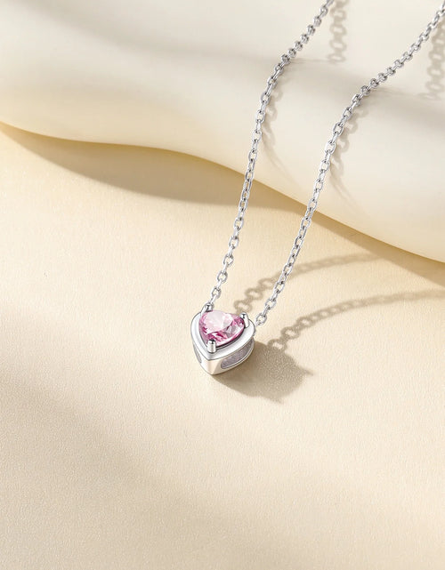 Load image into Gallery viewer, Silver Necklace for Women 925 Sterling Silver Birthstone Love Heart Necklace
