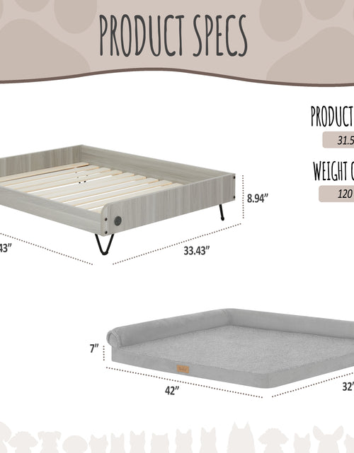 Load image into Gallery viewer, Asher Wooden Pet Bed with Mattress | Large to Extra Large Pet Bed with Mattress | Elevated Pet Bed | Greenguard Gold Certified Wooden Pet Bed
