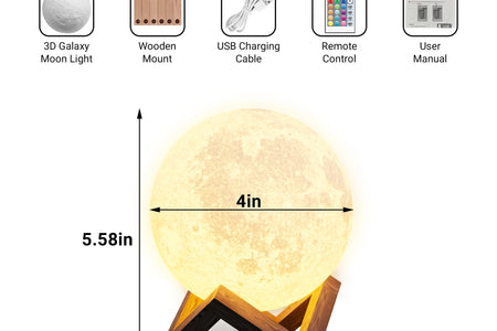Moonlight Night Light for Kids Adults, 4Inch/3D Printing Moon Lamp Night Lamp for Bedroom Decor, 16 Color Moon Decor for Kids Bedroom Decor