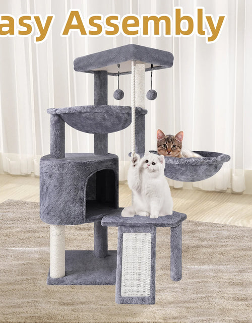 Load image into Gallery viewer, 37.4'' Cat Tree Cat Tower with Scratching Posts, Activity Centre Climbing Tree Cat Furniture with Cat Condo and Two Hammocks, Grey
