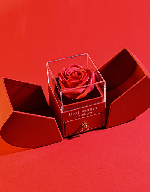 Load image into Gallery viewer, Gift for Women Eternal Rose Gift Box /W Heart Necklace I Love You to the Moon and Back Flower Jewelry Box for Valentine Wedding
