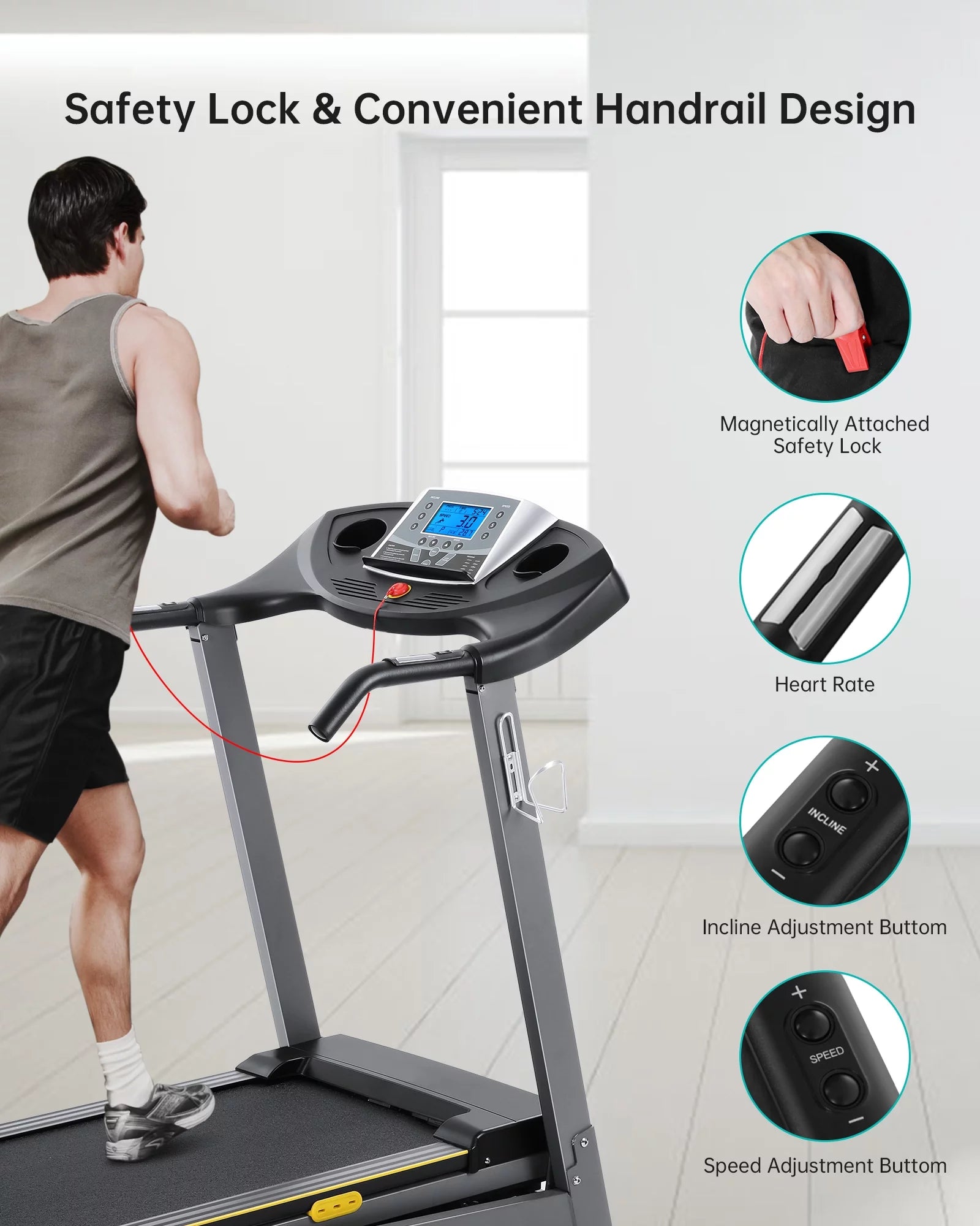 Caminadora Con Inclinación Plegable Con Inclinación Automática De 12 Niveles 2.5Hp Potencia 8.5Mhp Velocidad Máquina De Running 15 Programas De Entrenamiento Preestablecidos Caminadora Eléctrica Para Uso En El Hogar