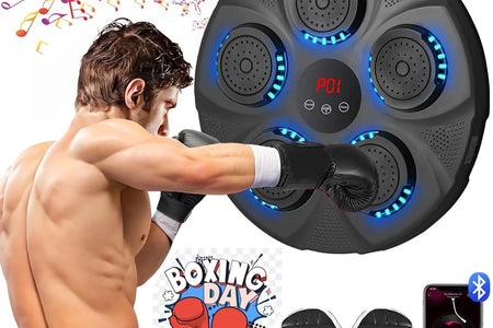 New Smart Music Boxing Machine with Boxing Gloves, Wall Mounted Smart Bluetooth Music Boxing Trainer with LED, Electronic Boxing Target Workout Punching Equipment for Home, Indoor, Gym