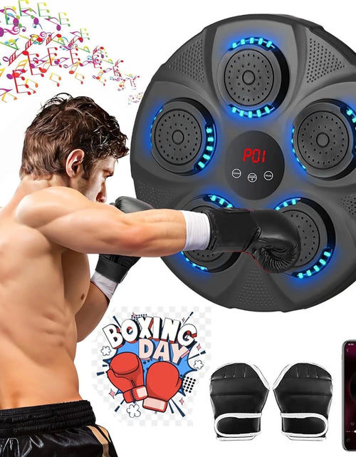 Load image into Gallery viewer, New Smart Music Boxing Machine with Boxing Gloves, Wall Mounted Smart Bluetooth Music Boxing Trainer with LED, Electronic Boxing Target Workout Punching Equipment for Home, Indoor, Gym
