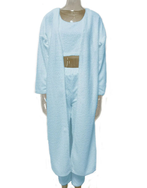Load image into Gallery viewer, Fall Winter Fashion Women Sweater Pajamas Set Cozy Lounge Wear Fuzzy Fleece Sleepwear with Robe 3 Pieces Lounge Wear Sets
