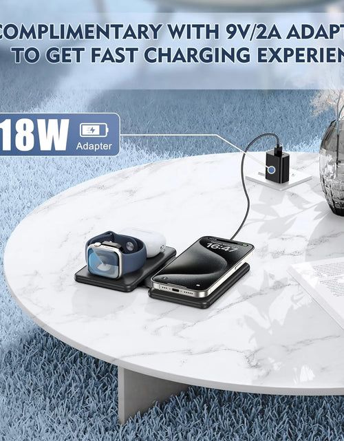 Load image into Gallery viewer, Wireless Charger for Iphione: 3 in 1 Foldable Charging Station Compatible for Iphone 15/14/13/Pro/Max&amp; Iwatch Series&amp; Airpods 3/2/Pro, Black
