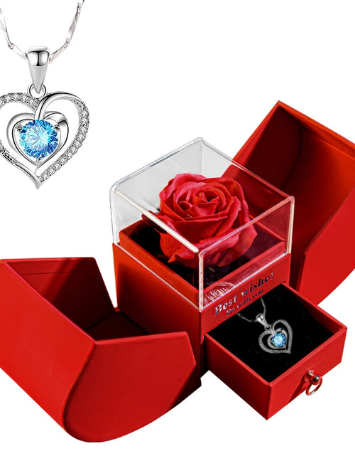 Load image into Gallery viewer, Gift for Women Eternal Rose Gift Box /W Heart Necklace I Love You to the Moon and Back Flower Jewelry Box for Valentine Wedding
