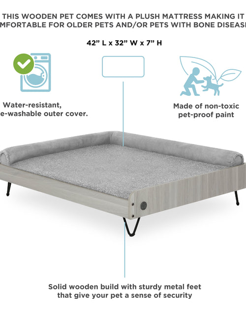 Load image into Gallery viewer, Asher Wooden Pet Bed with Mattress | Large to Extra Large Pet Bed with Mattress | Elevated Pet Bed | Greenguard Gold Certified Wooden Pet Bed
