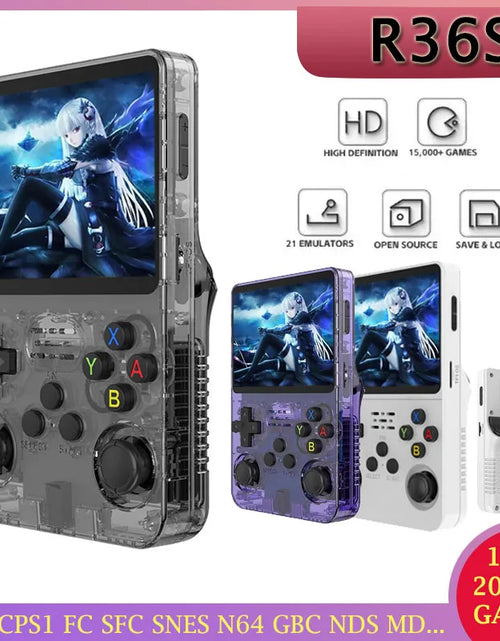 Load image into Gallery viewer, R36S Handheld Game Console 3.5 Inch IPS Screen Retro Game Console Linux System Screen Portable Pocket Video Player
