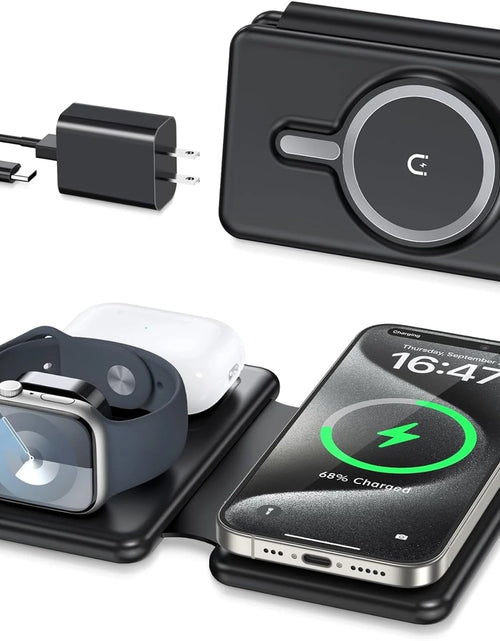 Load image into Gallery viewer, Wireless Charger for Iphione: 3 in 1 Foldable Charging Station Compatible for Iphone 15/14/13/Pro/Max&amp; Iwatch Series&amp; Airpods 3/2/Pro, Black
