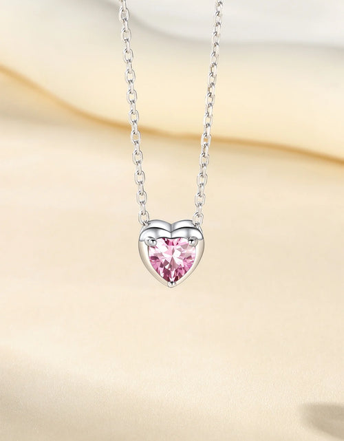 Load image into Gallery viewer, Silver Necklace for Women 925 Sterling Silver Birthstone Love Heart Necklace
