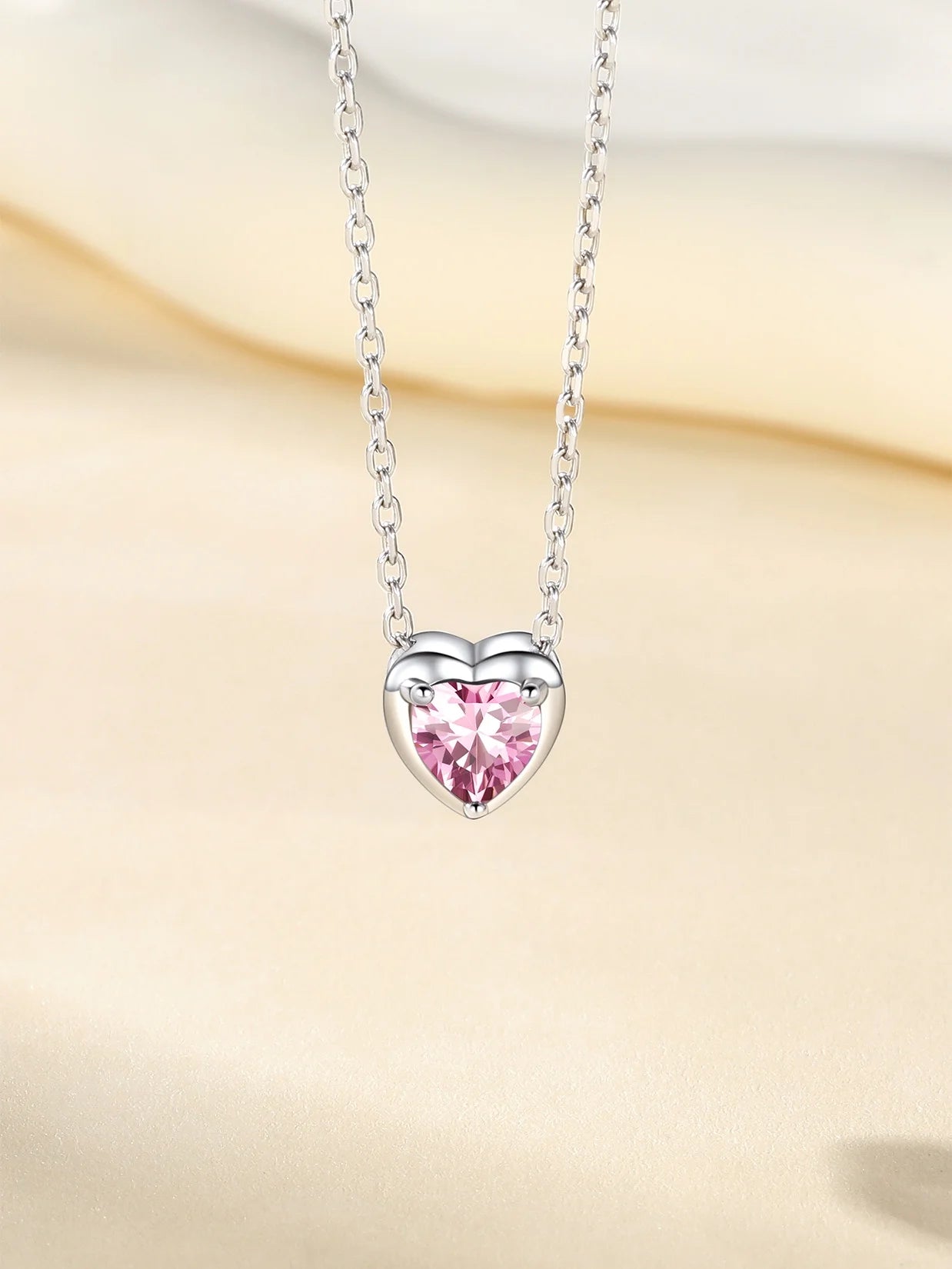 Silver Necklace for Women 925 Sterling Silver Birthstone Love Heart Necklace