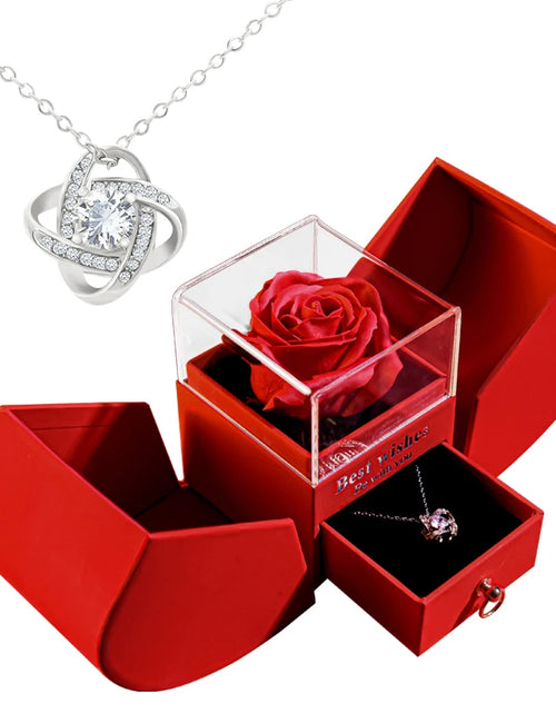 Load image into Gallery viewer, Gift for Women Eternal Rose Gift Box /W Heart Necklace I Love You to the Moon and Back Flower Jewelry Box for Valentine Wedding
