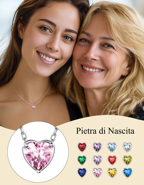 Load image into Gallery viewer, Silver Necklace for Women 925 Sterling Silver Birthstone Love Heart Necklace
