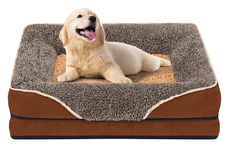 Dog Beds for Large Medium Small Dogs Orthopedic Pet Bed Sofa Supportive Egg Crate Foam Animal Couch with Removable Washable Cover Non Skid Bottom S to XL