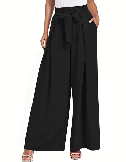 Load image into Gallery viewer, Womens Wide Leg Lounge Pants with Pockets High Waisted Adjustable Tie Knot Loose Casual Trousers Dress Work Pants

