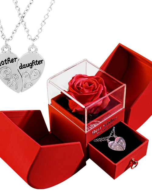 Load image into Gallery viewer, Gift for Women Eternal Rose Gift Box /W Heart Necklace I Love You to the Moon and Back Flower Jewelry Box for Valentine Wedding

