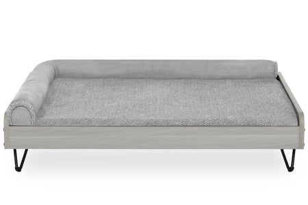 Asher Wooden Pet Bed with Mattress | Large to Extra Large Pet Bed with Mattress | Elevated Pet Bed | Greenguard Gold Certified Wooden Pet Bed