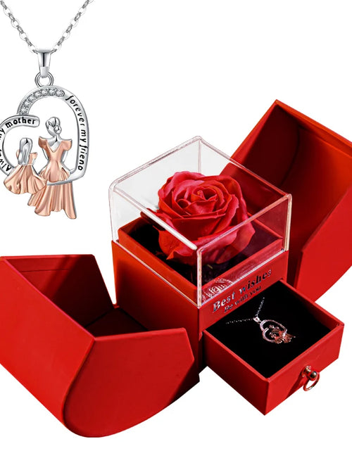 Load image into Gallery viewer, Gift for Women Eternal Rose Gift Box /W Heart Necklace I Love You to the Moon and Back Flower Jewelry Box for Valentine Wedding
