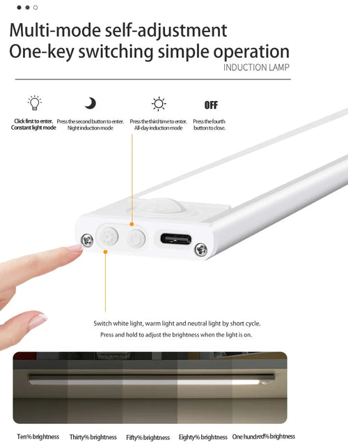 Load image into Gallery viewer, Night Light Led Light under Cabinet Light Motion Sensor Night Light Closet Light Cabinet Kitchen Lighting Magnetic Night Light
