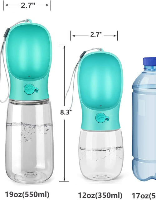 Load image into Gallery viewer, 8.3*2.5" Dog Water Bottle, 12Oz Leak Proof Portable Puppy Water Dispenser with Drinking Feeder for Pets Outdoor Walking Hiking Travel Food Grade Plastic - Blue
