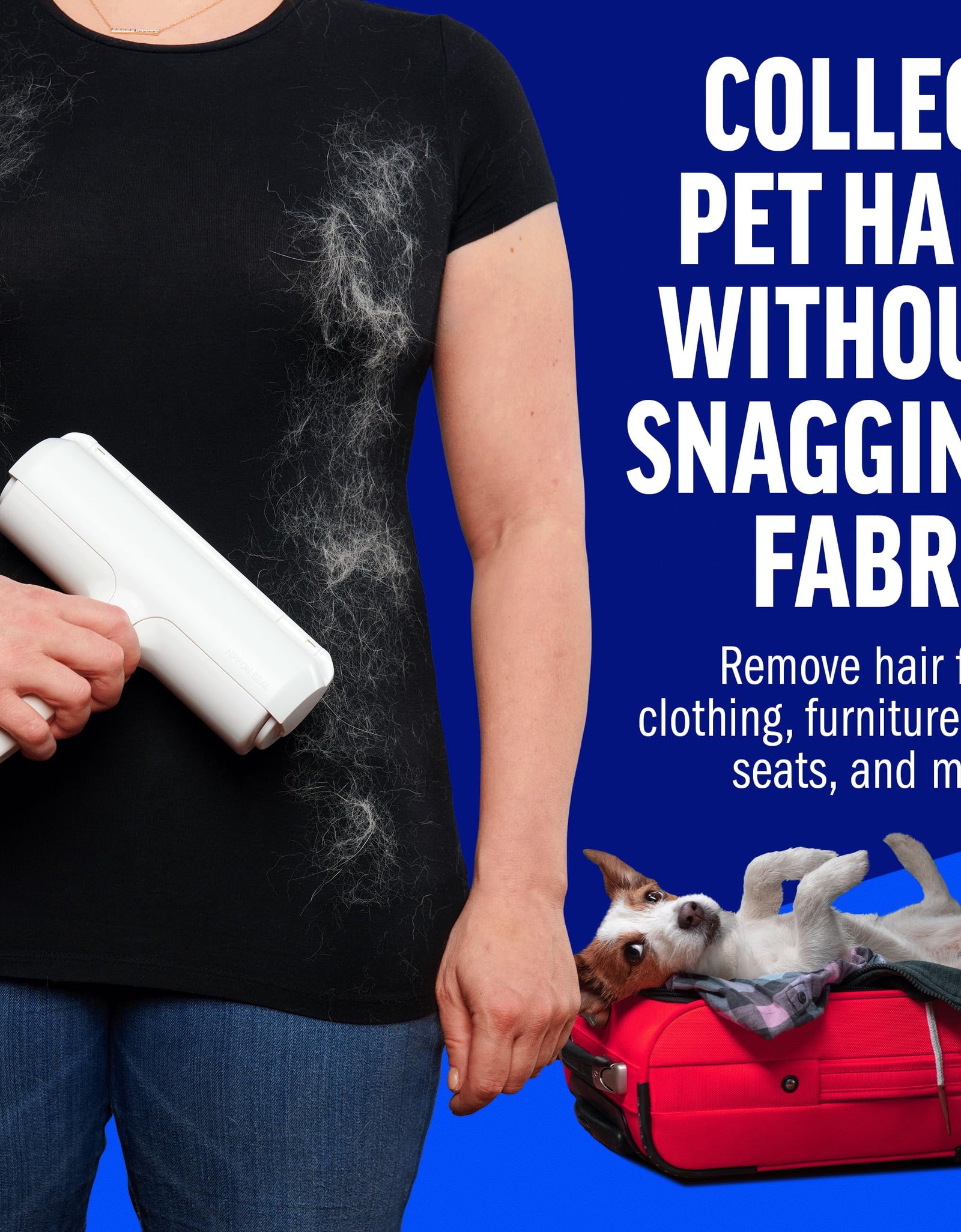 Chom Chom Roller Pet Hair Remover and Reusable Lint Roller - Chomchom Cat and Dog Hair Remover for Furniture, Couch, Carpet, Clothing and Bedding