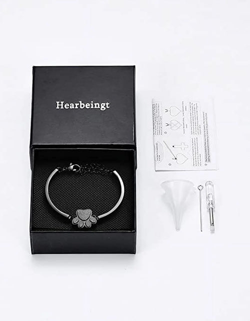 Load image into Gallery viewer, Joyería De Cremación De Mascotas Para Cenizas Para Perro/Gato, Pulsera De Urna De Recuerdo Para Mujer Y Hombres, Regalo Conmemorativo De Acero Inoxidable Para La Pérdida De Un Querido Amigo Peludo Con Kit De Relleno Y Caja De Regalo
