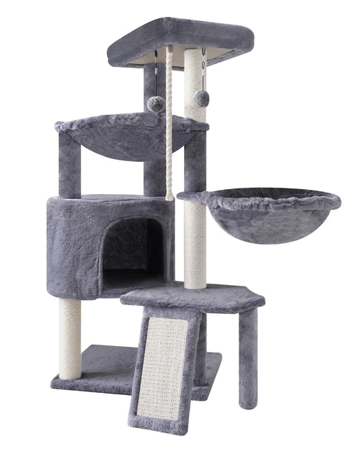 Load image into Gallery viewer, 37.4'' Cat Tree Cat Tower with Scratching Posts, Activity Centre Climbing Tree Cat Furniture with Cat Condo and Two Hammocks, Grey
