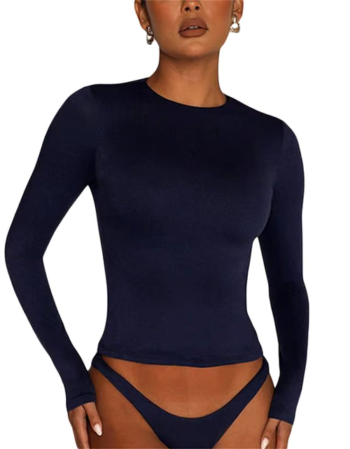 Load image into Gallery viewer, Women Long Sleeve T Shirt Spring Autumn Solid Slim Fit Casual Shirts Female Pullovers Basic Tee Y2K Clothes Streetwear Crop Tops
