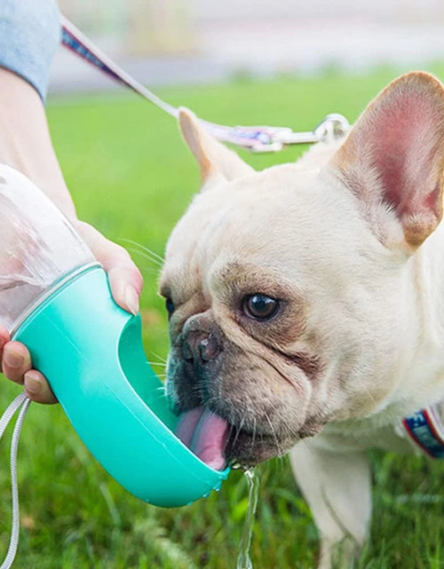 Load image into Gallery viewer, 8.3*2.5" Dog Water Bottle, 12Oz Leak Proof Portable Puppy Water Dispenser with Drinking Feeder for Pets Outdoor Walking Hiking Travel Food Grade Plastic - Blue
