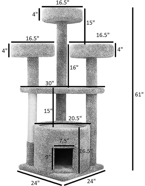 Load image into Gallery viewer, Prestige Cat Trees 130014-Beige Main Coon Cat House Cat Tree
