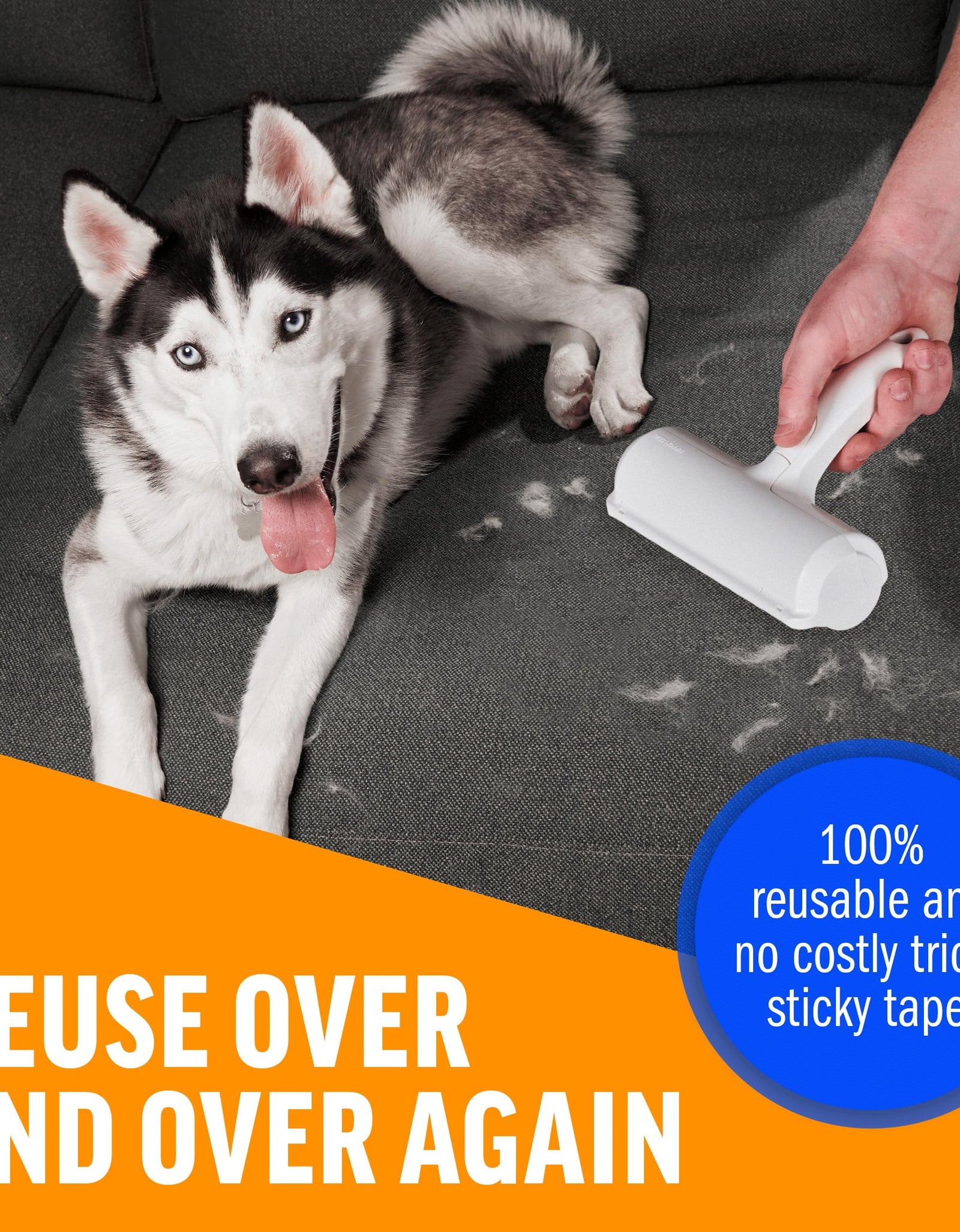 Chom Chom Roller Pet Hair Remover and Reusable Lint Roller - Chomchom Cat and Dog Hair Remover for Furniture, Couch, Carpet, Clothing and Bedding