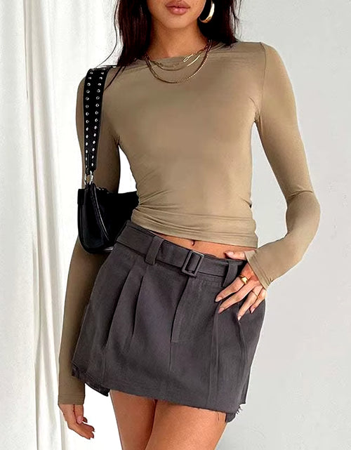 Load image into Gallery viewer, Women Long Sleeve T Shirt Spring Autumn Solid Slim Fit Casual Shirts Female Pullovers Basic Tee Y2K Clothes Streetwear Crop Tops
