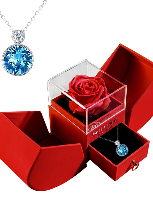 Load image into Gallery viewer, Gift for Women Eternal Rose Gift Box /W Heart Necklace I Love You to the Moon and Back Flower Jewelry Box for Valentine Wedding
