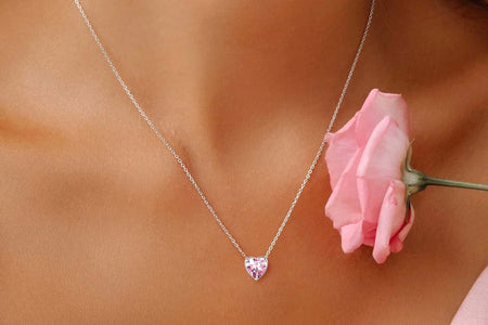 Silver Necklace for Women 925 Sterling Silver Birthstone Love Heart Necklace