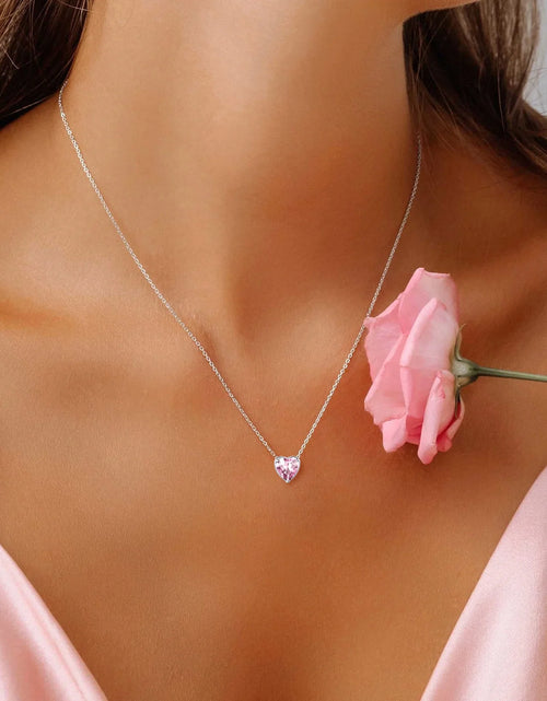 Load image into Gallery viewer, Silver Necklace for Women 925 Sterling Silver Birthstone Love Heart Necklace
