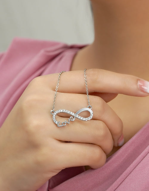 Load image into Gallery viewer, Infinity Love Pendant Necklace - Meaningful Jewelry for Her - Anniversary Gift in 18K White Gold Plated
