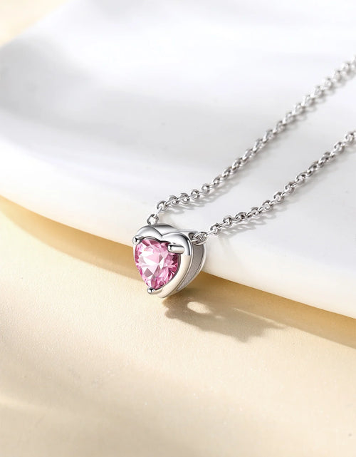 Load image into Gallery viewer, Silver Necklace for Women 925 Sterling Silver Birthstone Love Heart Necklace
