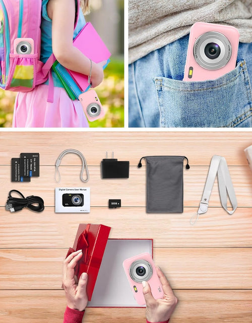 Load image into Gallery viewer, Digital Camera Kids Camera with 32GB Card FHD 1080P 44MP Vlogging Camera 16X Digital Zoom Portable Camera (Pink)
